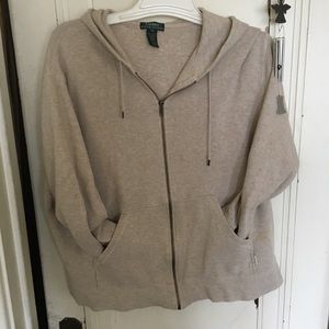 Ralph Lauren Wms sz 2XL hooded zip up knit top.